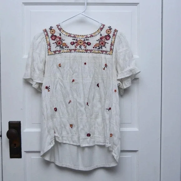 Knox Rose Embroidered Floral Top, Size Medium - Picture 2 of 8